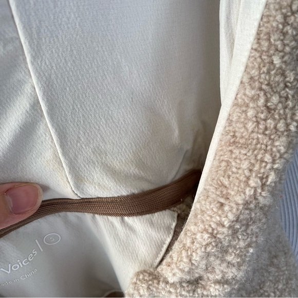 Women's Outdoor Voices MegaFleece Snap Up Hoodie Wool Blend Beige Sz S *stains - Picture 10 of 16